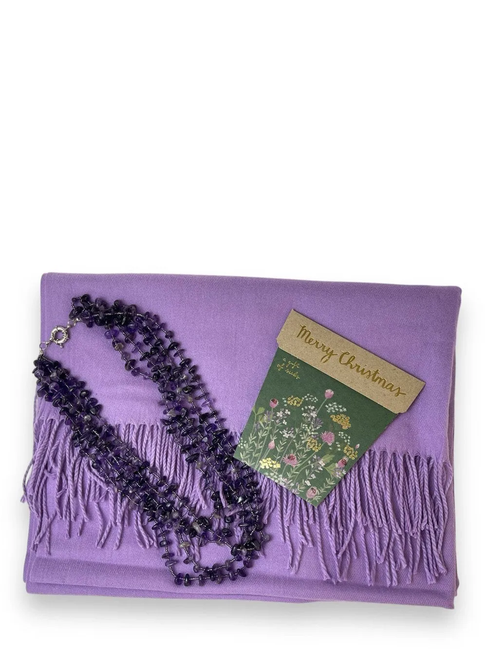 🎁 Gift Pack - Purple Pashmina Shawl   Necklet   Card