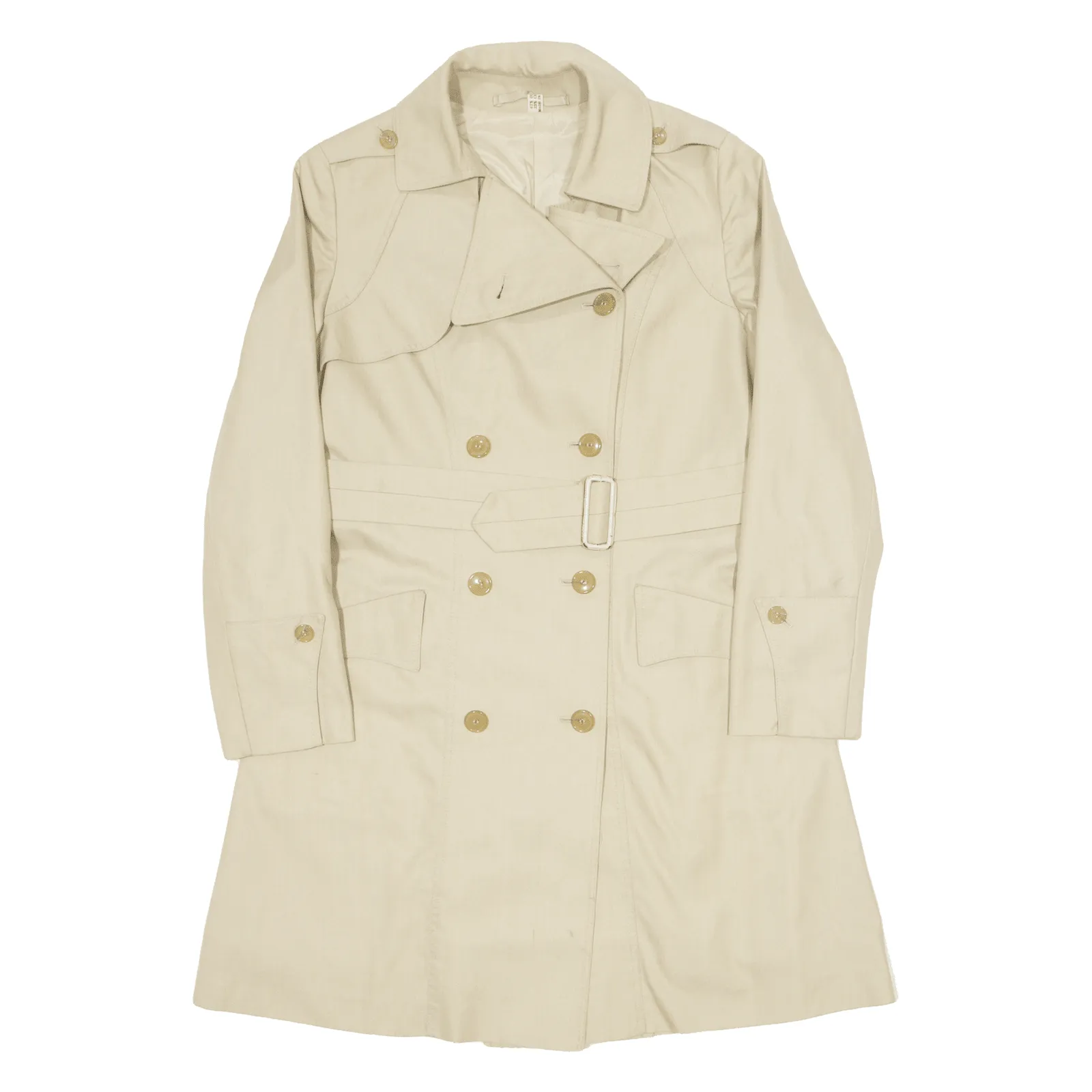 17 Belted Womens Trench Coat Beige 90s M