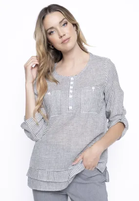 3/4 Sleeve Stripe Top