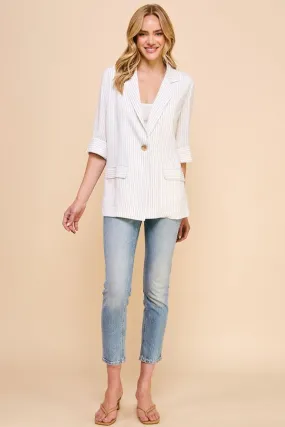 AE Pin Striped Linen Blazer