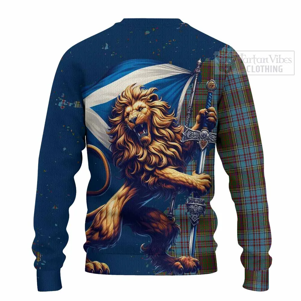 Anderson Tartan Family Crest Knitted Sweater with Scottish Majestic Lion