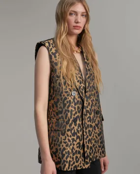 Animal print gilet