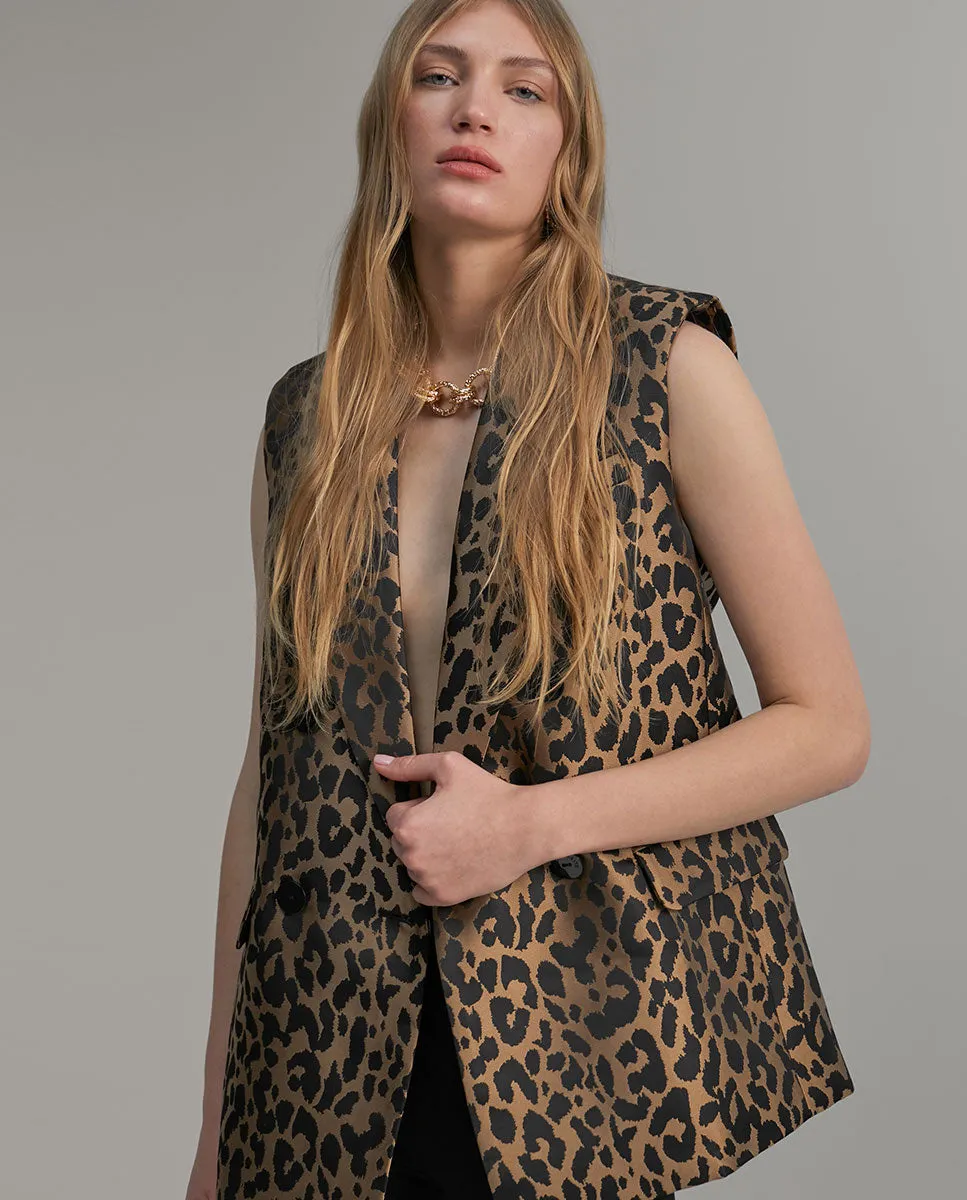 Animal print gilet