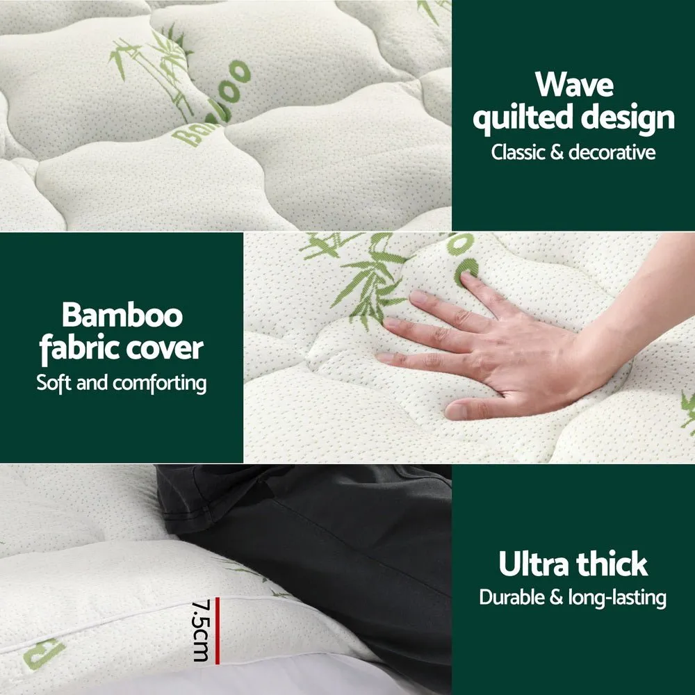 Bamboo Pillowtop Mattress Topper 7.5cm Thickness - King Single