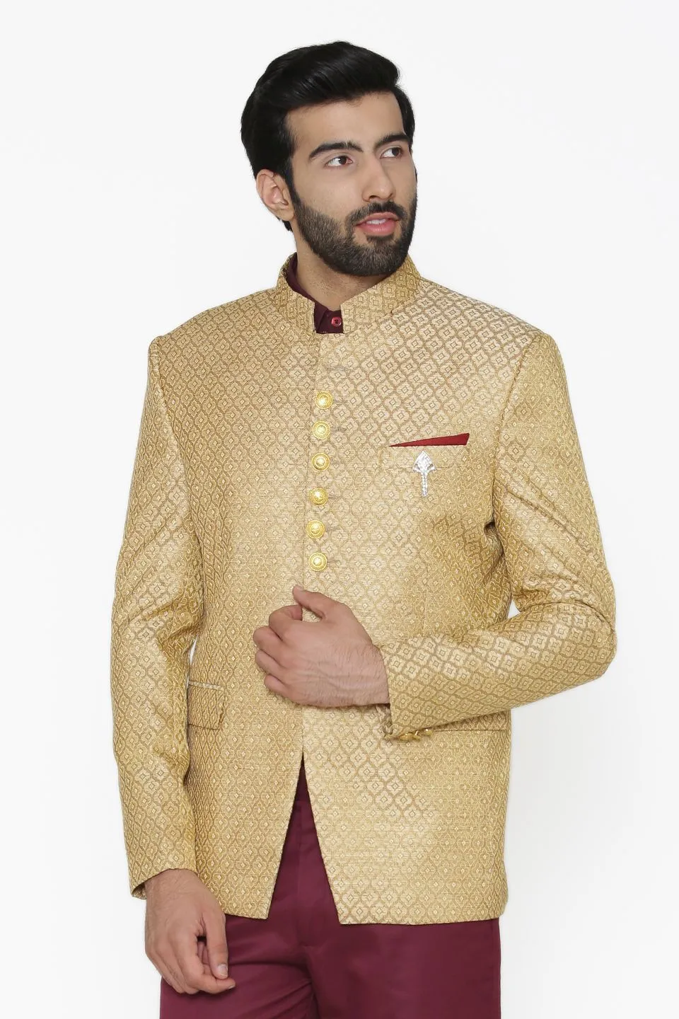 Banarasi Rayon Cotton Beige Blazer