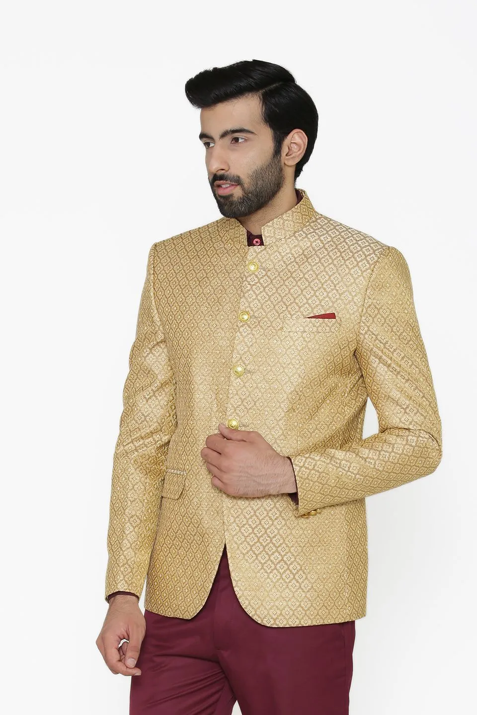 Banarasi Rayon Cotton Beige Blazer