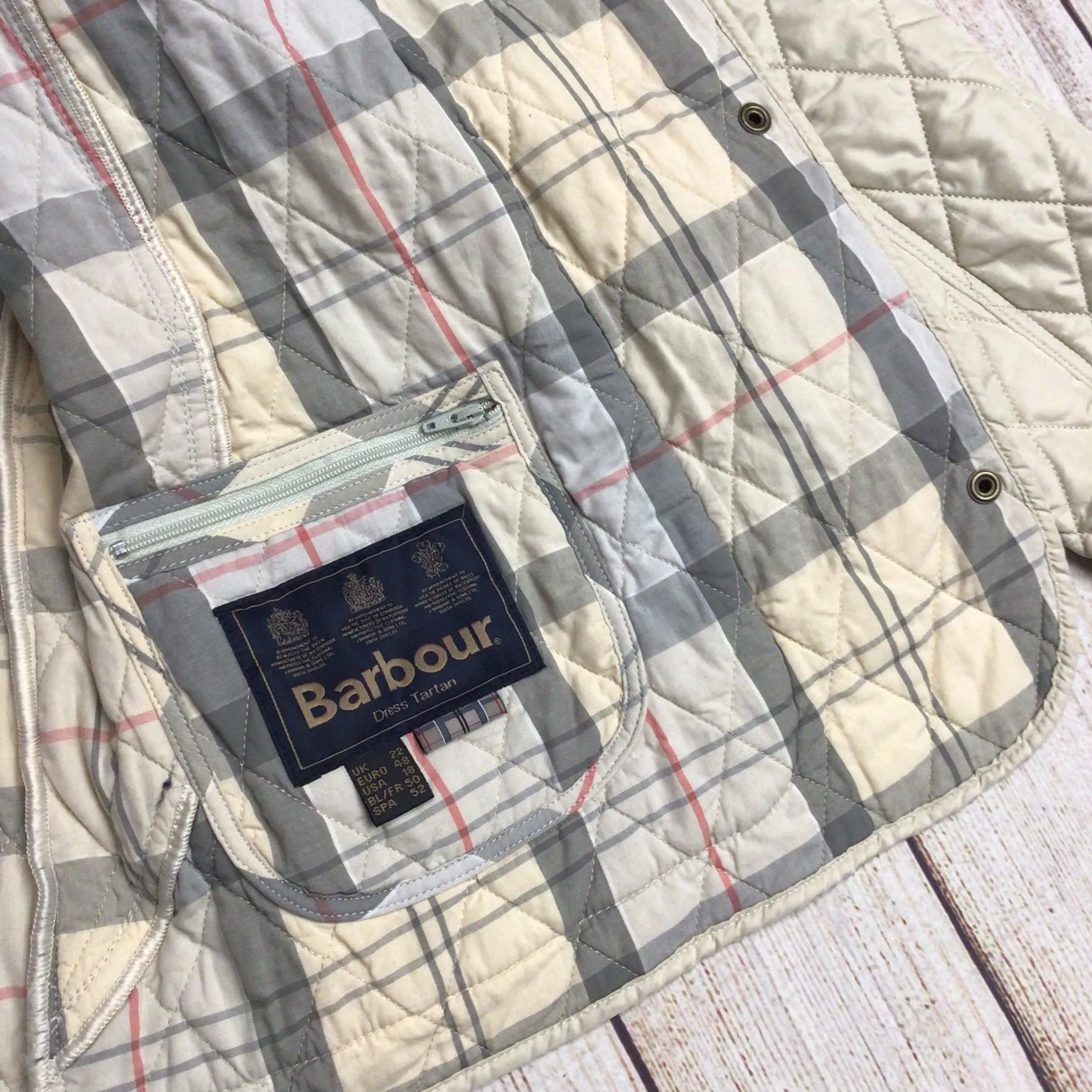 Barbour Cream Spring Annandale Quilted Jacket Size 22