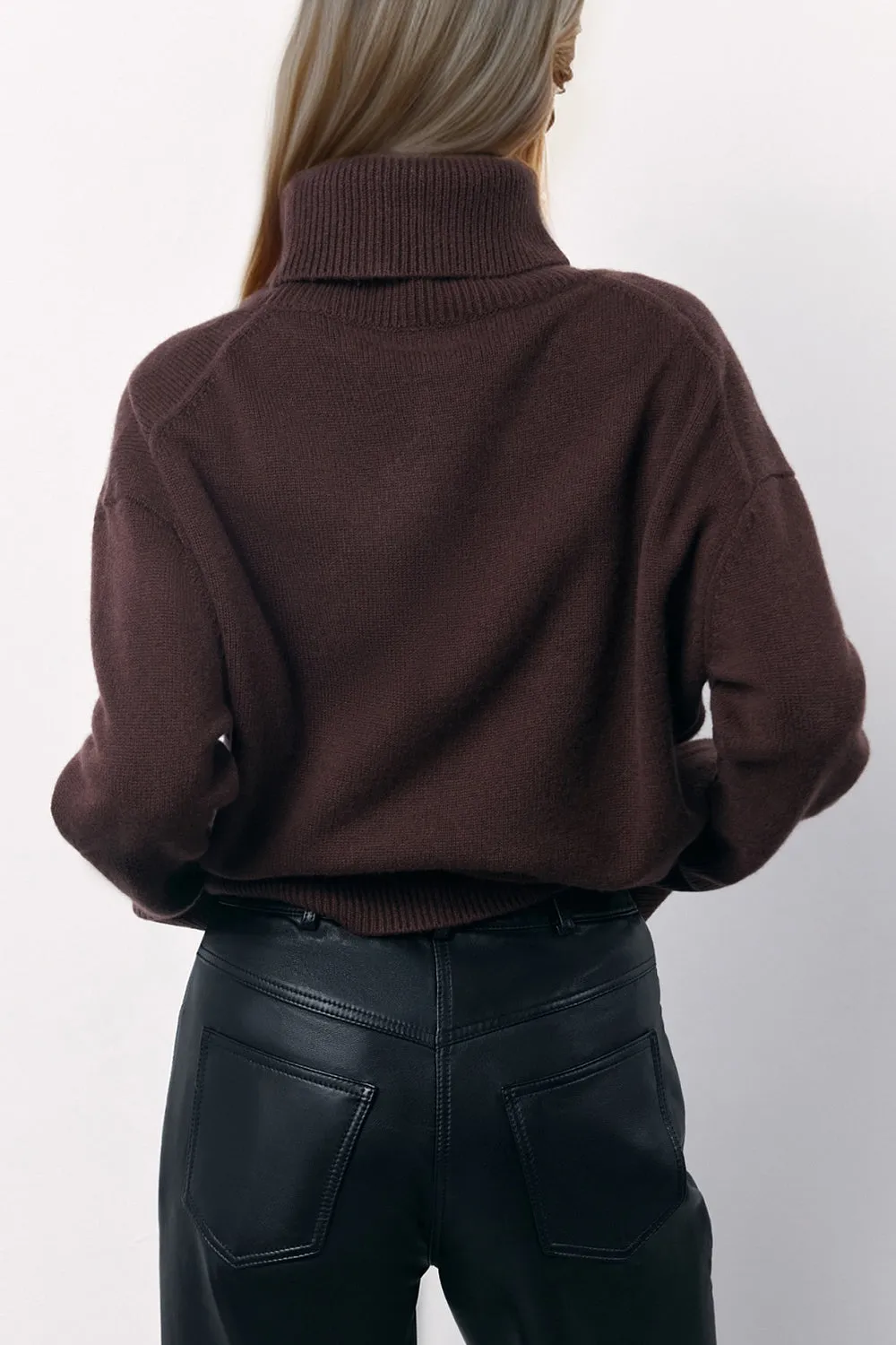 Basic Bae Turtleneck Long Sleeve Dropped Shoulder Sweater