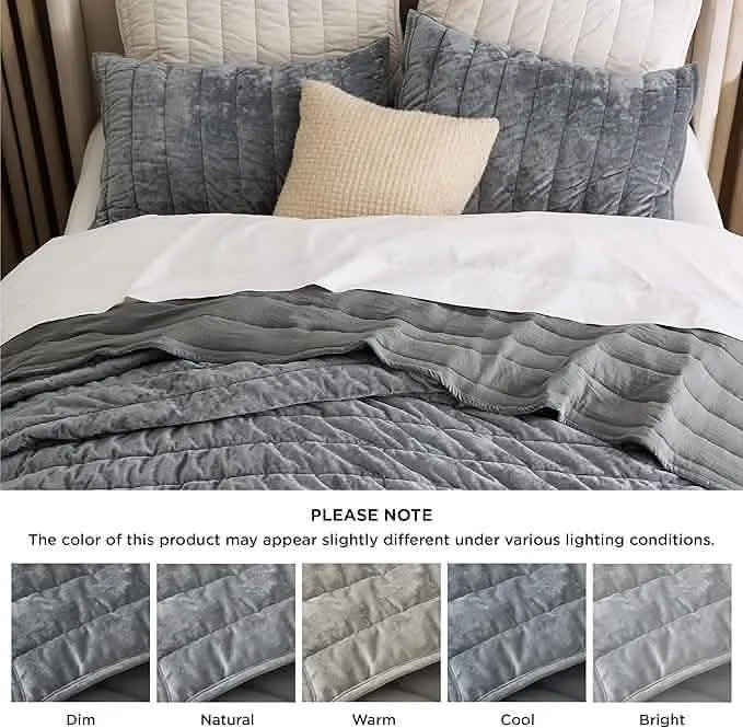 Bedsure Grace Striped Velvet Quilt Set