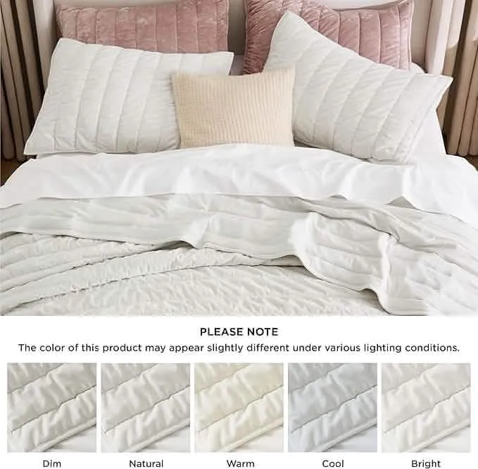 Bedsure Grace Striped Velvet Quilt Set