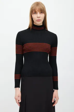 Black & Red Ribbed Turtleneck