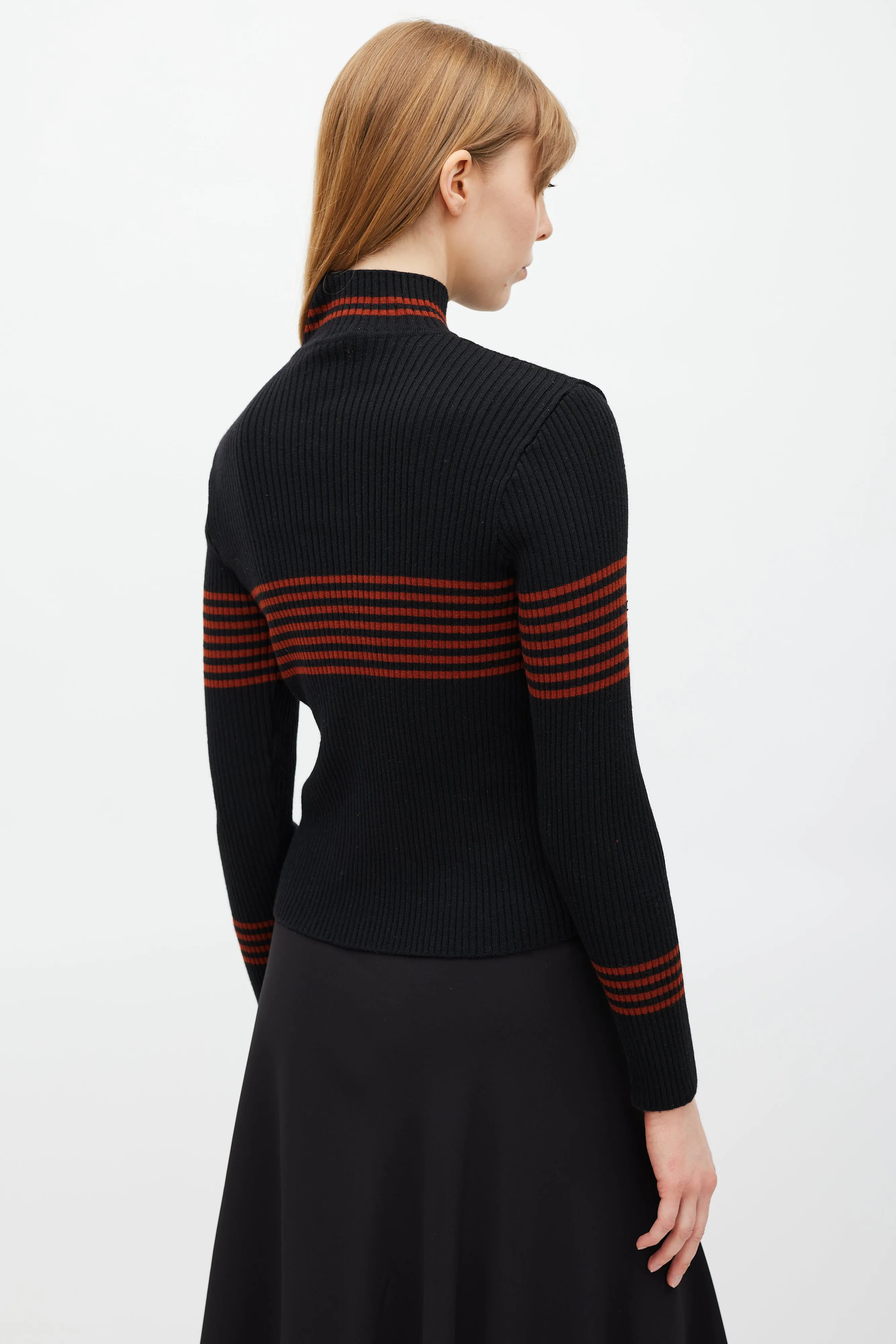 Black & Red Ribbed Turtleneck