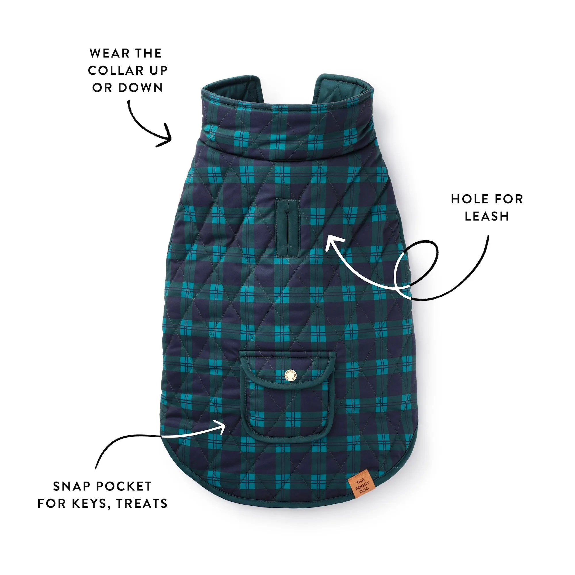 Black Watch Plaid Reversible Dog Jacket