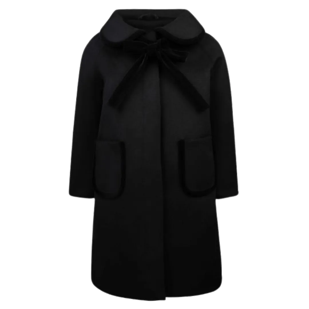 Black Wool with Velvet Detail Dressy Coat