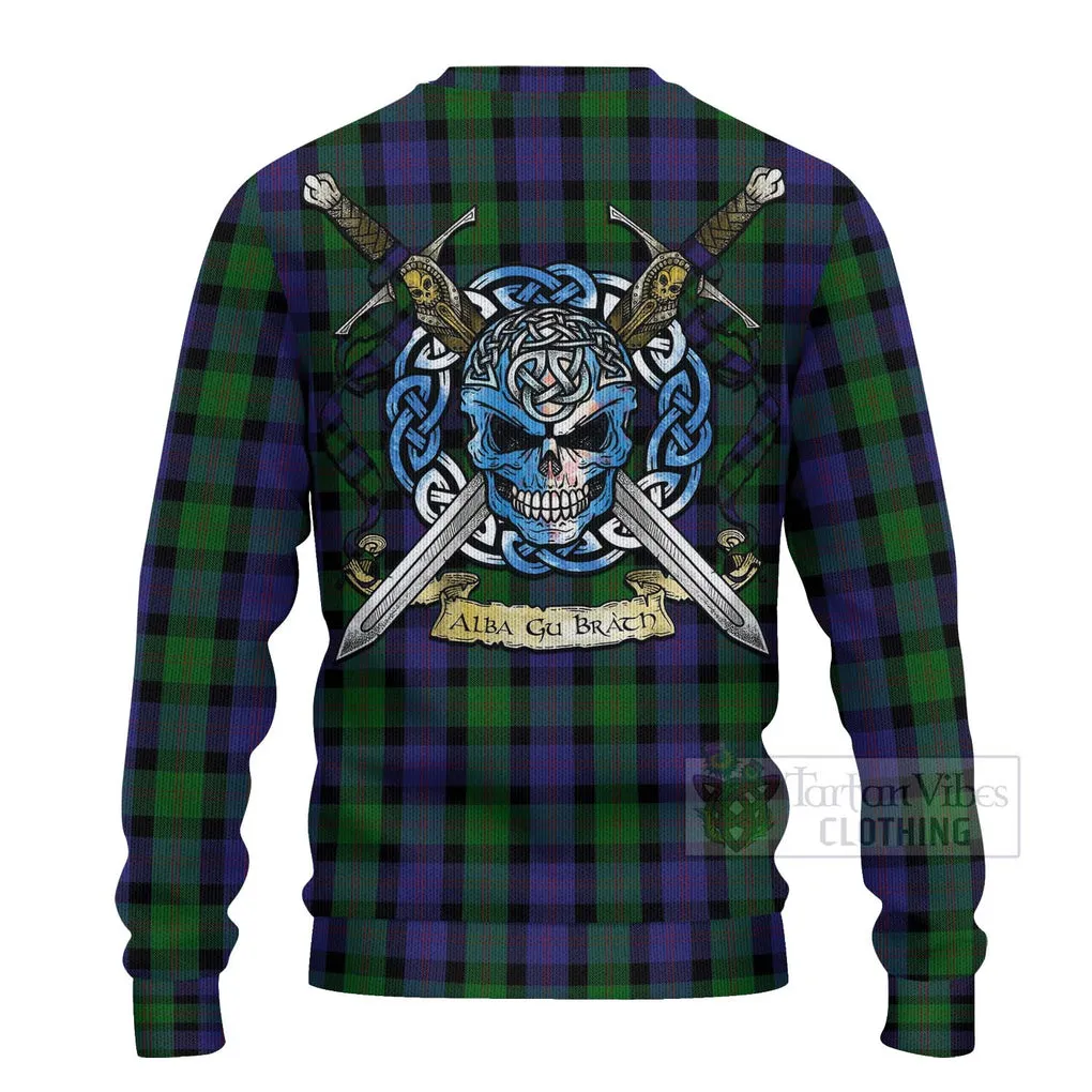 Blair Tartan Ugly Sweater with Family Crest Celtic Skull Style