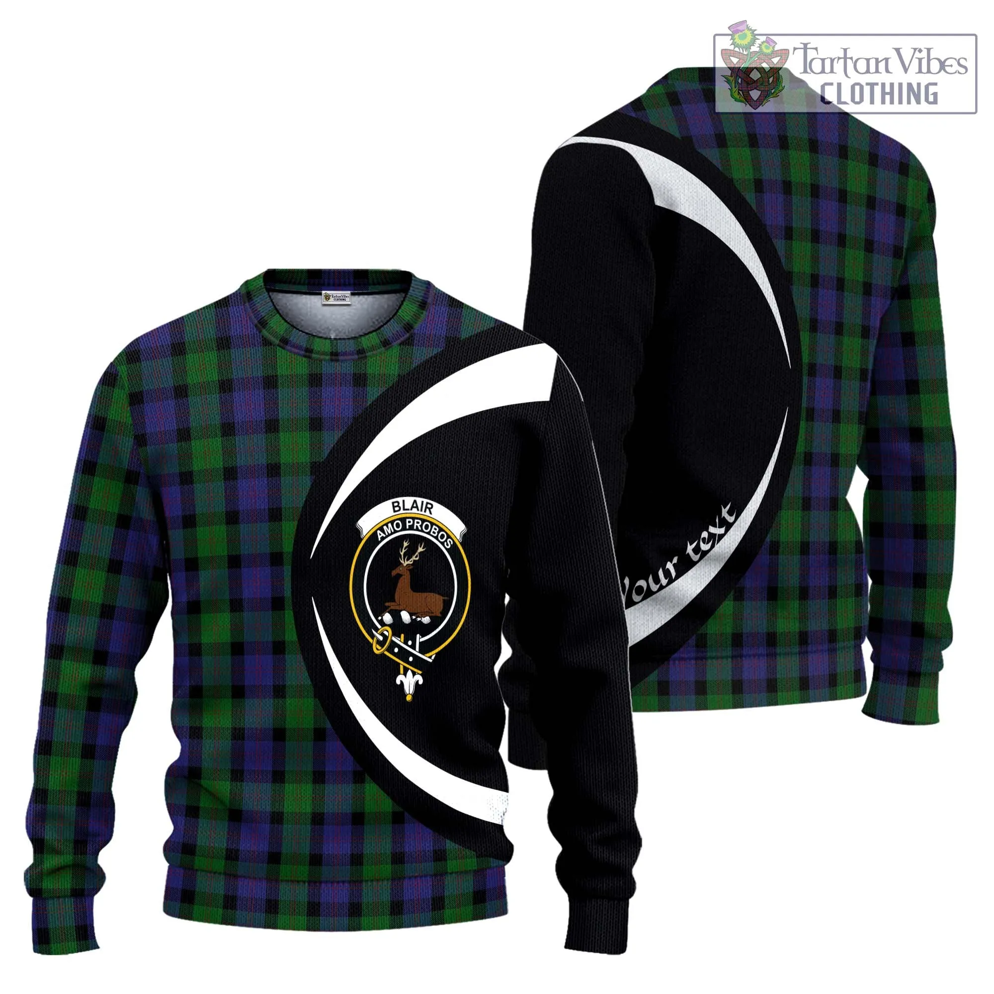 Blair Tartan Ugly Sweater with Family Crest Circle Style