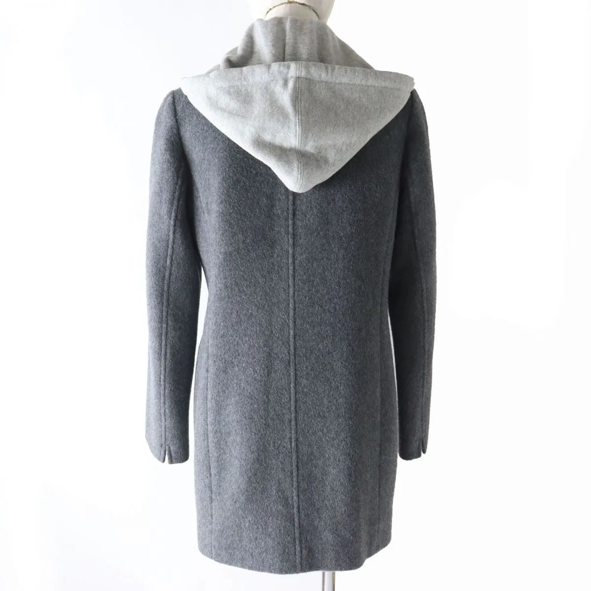 BlancVert Wool Hooded Peacoat Long Coat Women