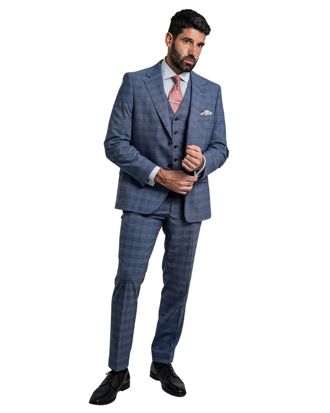 Blue Mouline Check Suit