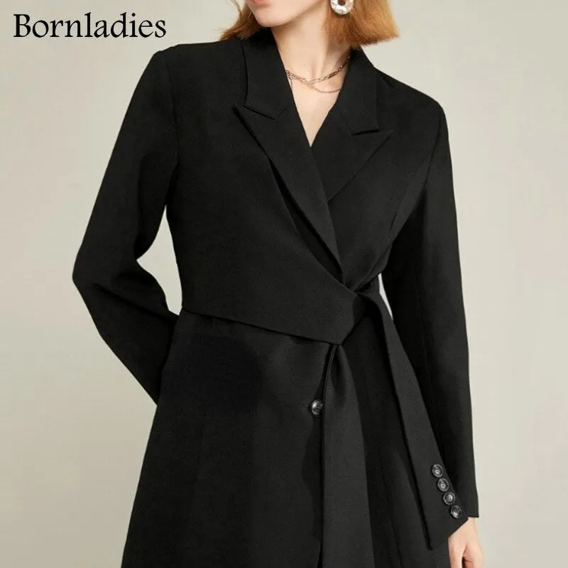 Bornladies Fashion Blazer Dress for Women 2021 Autumn Winter Tunics Sexy Party Dress Lady Office Slim Traf