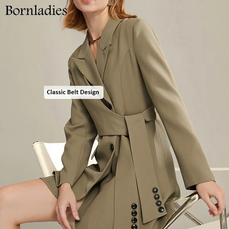 Bornladies Fashion Blazer Dress for Women 2021 Autumn Winter Tunics Sexy Party Dress Lady Office Slim Traf