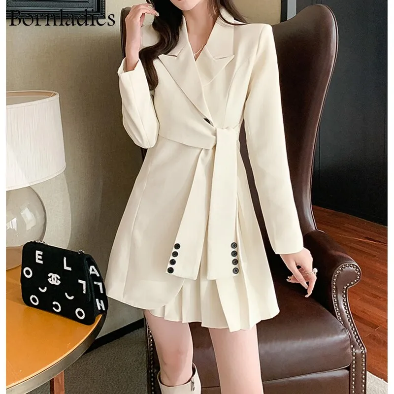 Bornladies Fashion Blazer Dress for Women 2021 Autumn Winter Tunics Sexy Party Dress Lady Office Slim Traf