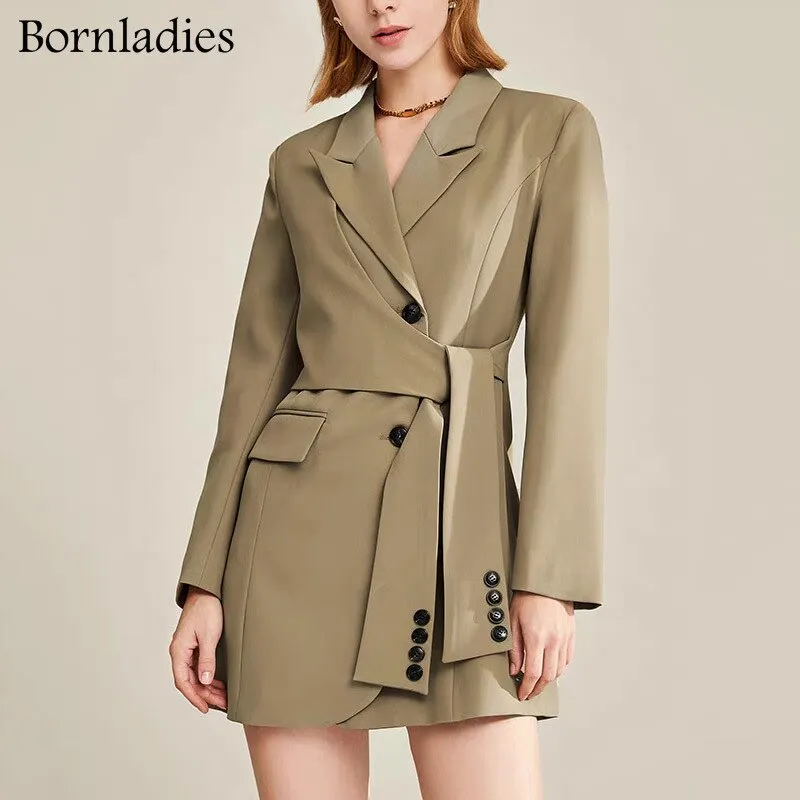 Bornladies Fashion Blazer Dress for Women 2021 Autumn Winter Tunics Sexy Party Dress Lady Office Slim Traf