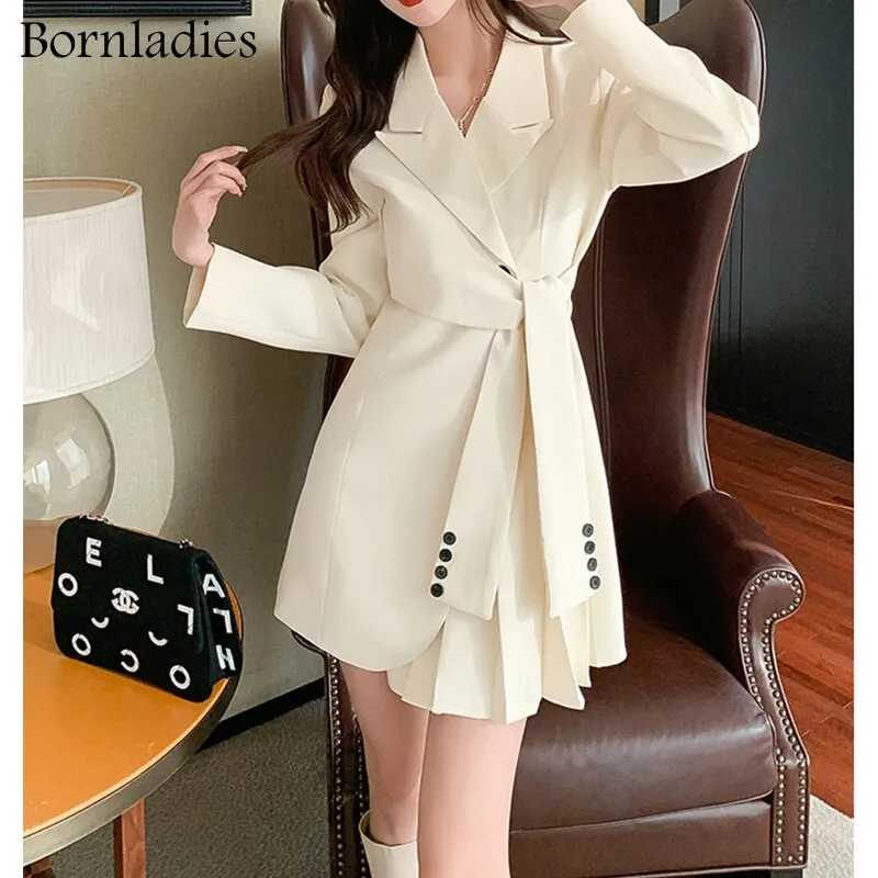 Bornladies Fashion Blazer Dress for Women 2021 Autumn Winter Tunics Sexy Party Dress Lady Office Slim Traf