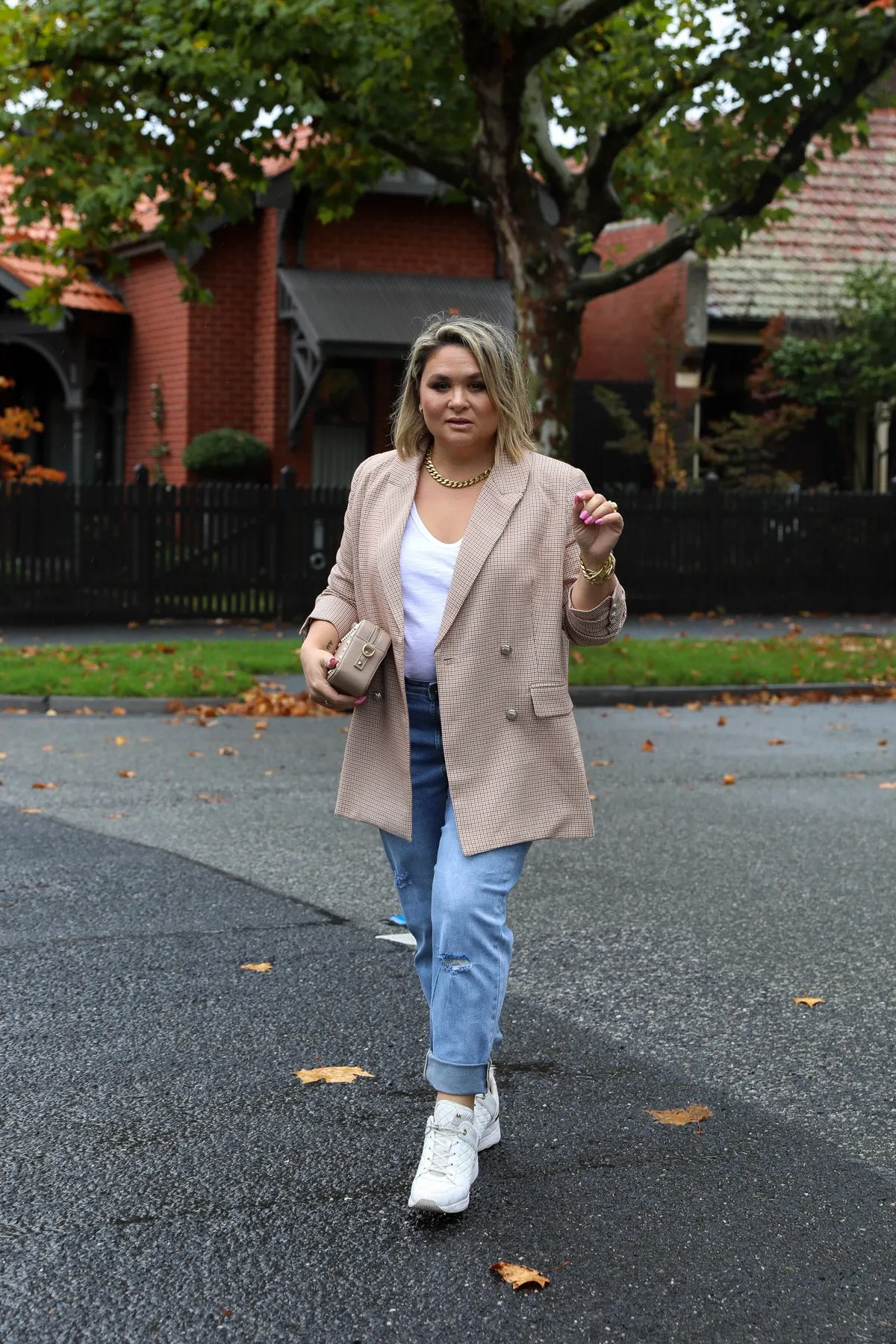 Boyfriend Blazer - Beige Check