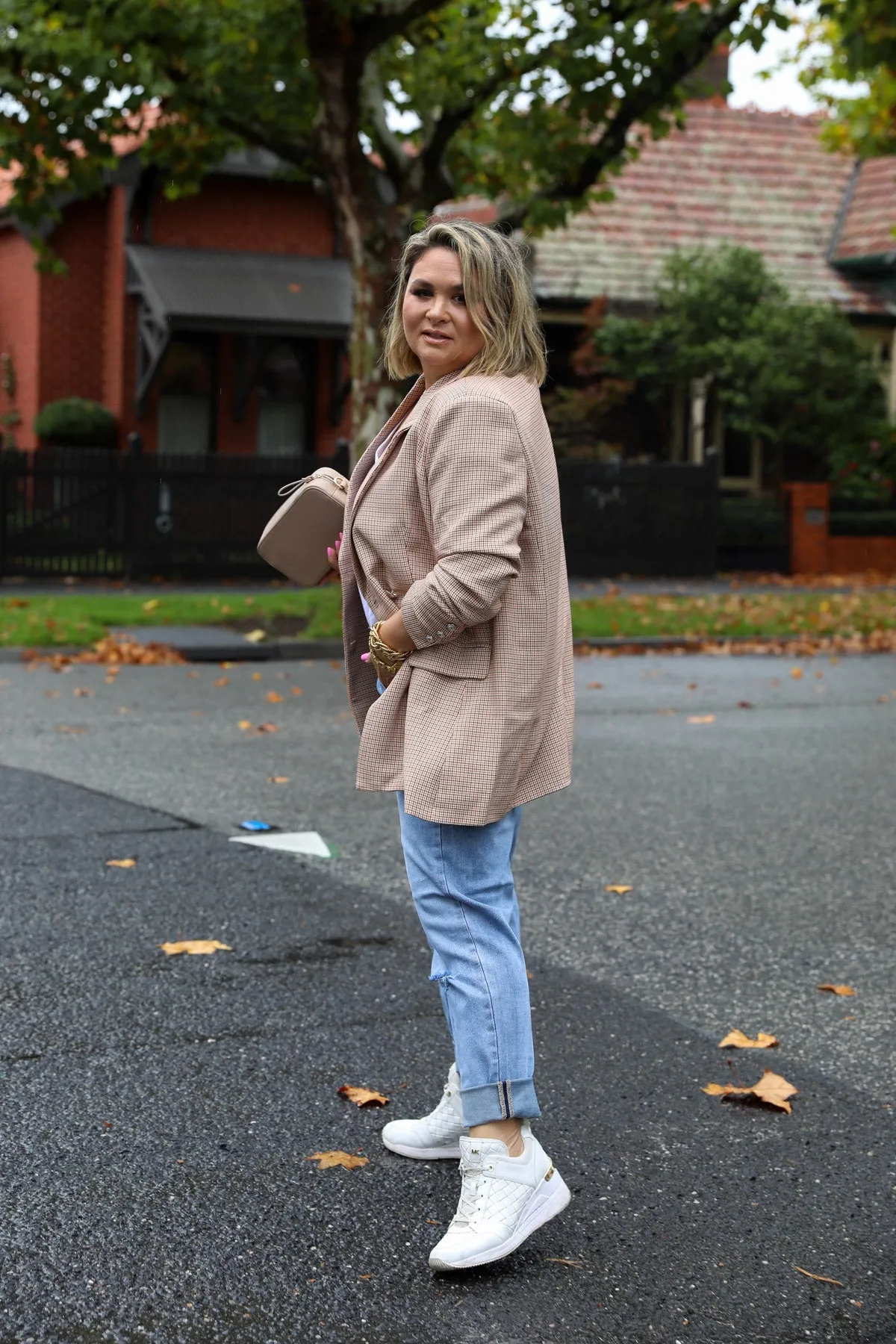 Boyfriend Blazer - Beige Check