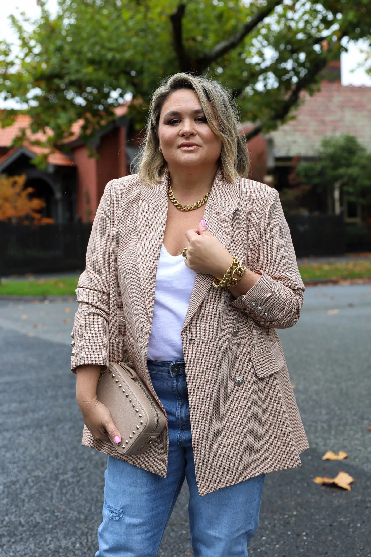 Boyfriend Blazer - Beige Check