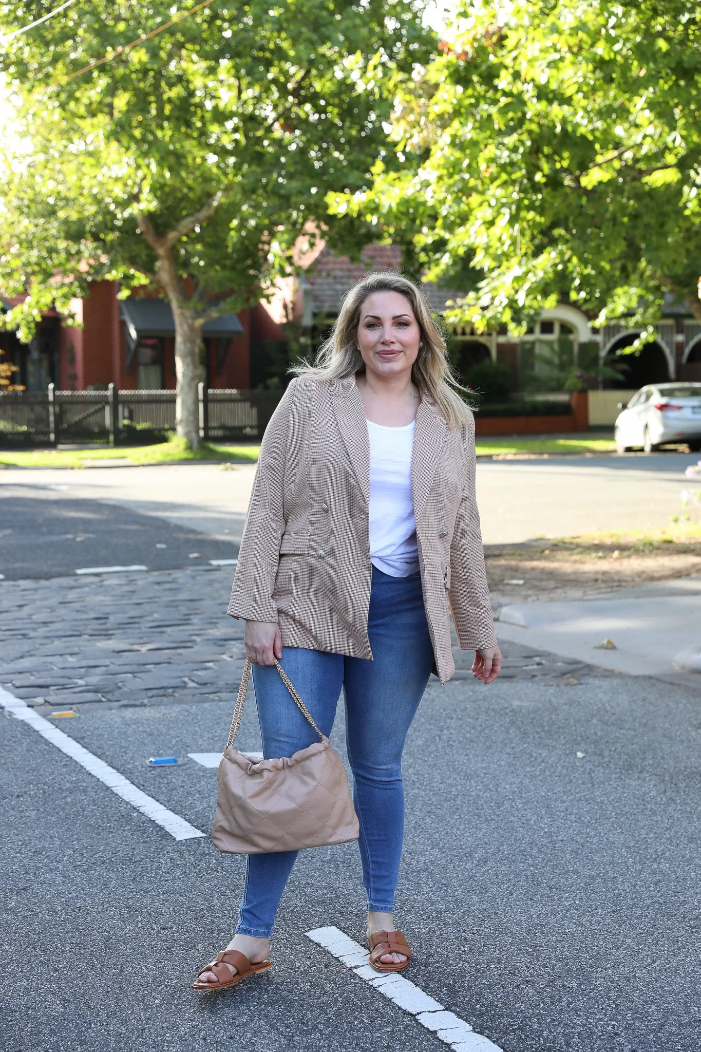 Boyfriend Blazer - Beige Check