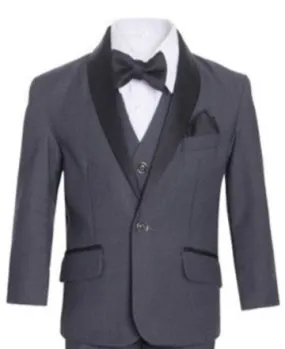 Boys Charcoal Grey Shawl Tuxedo Suit