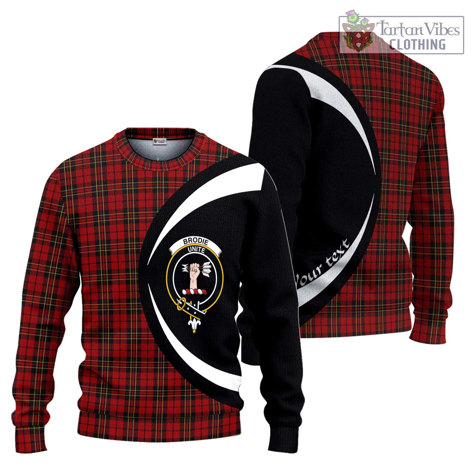 Brodie Tartan Ugly Sweater with Family Crest Circle Style