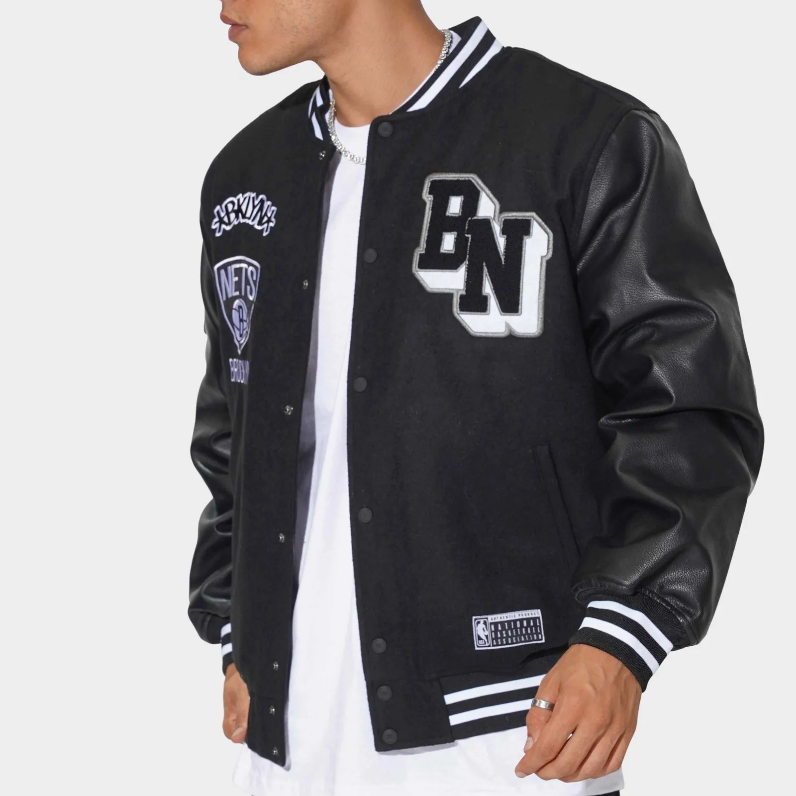 Brooklyn Nets Aberdeen Letterman NBA Essentials Jacket by Mitchell & Ness