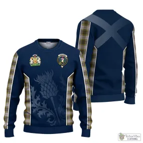 Buchanan Dress Tartan Knitted Sweatshirt with Family Crest and Scottish Thistle Vibes Sport Style