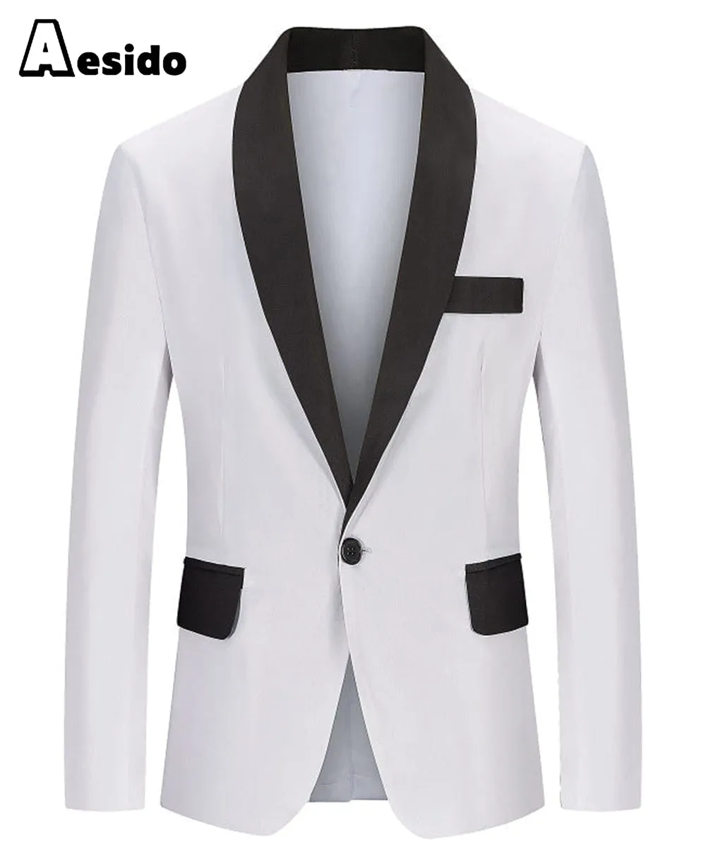 Business Casual Single Button Notch Lapel Men Blazer