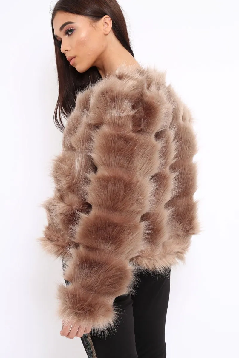 Camel Faux Fur Jacket - Amaria