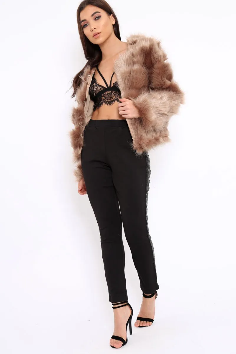 Camel Faux Fur Jacket - Amaria