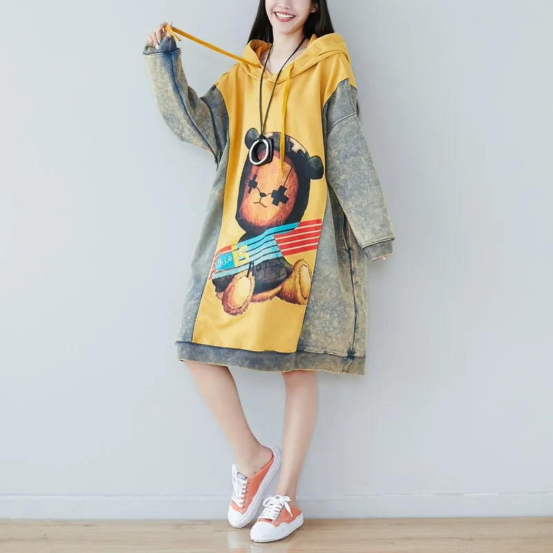 Cartoon Teddy Hooded Dress