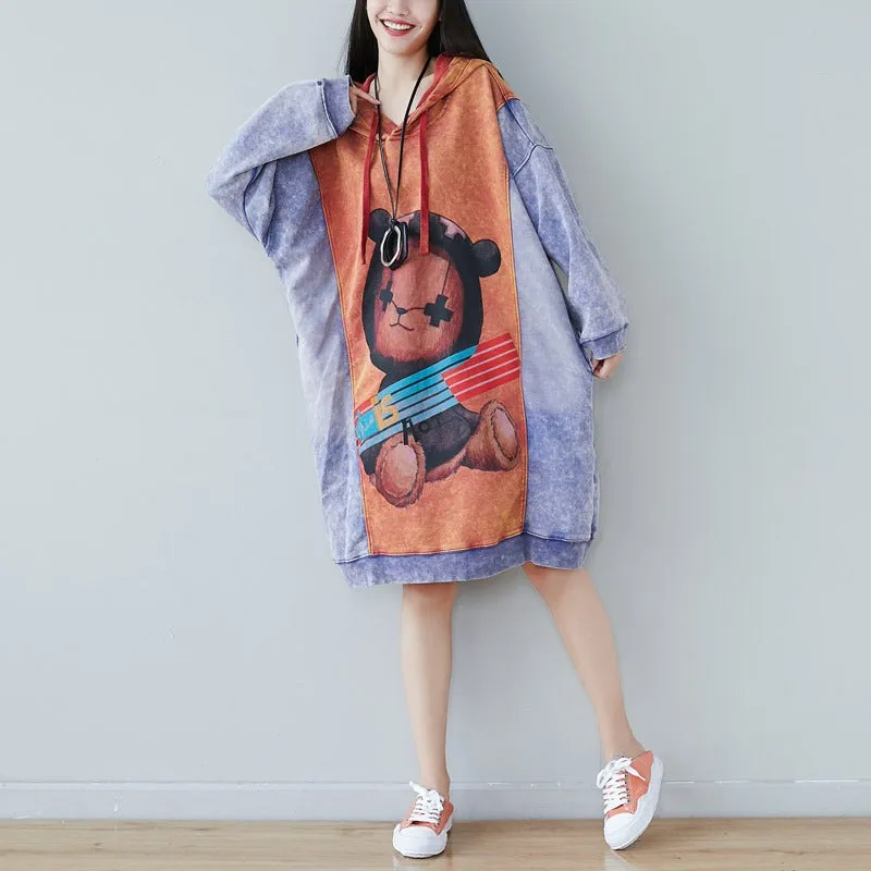 Cartoon Teddy Hooded Dress