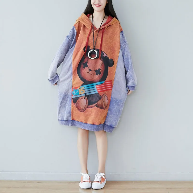 Cartoon Teddy Hooded Dress