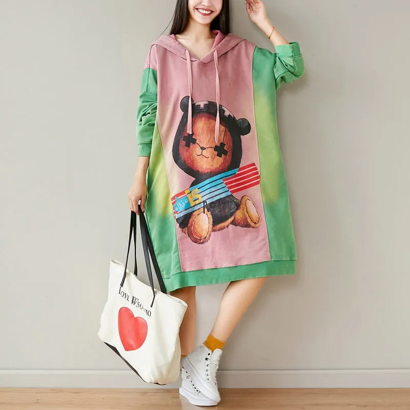 Cartoon Teddy Hooded Dress