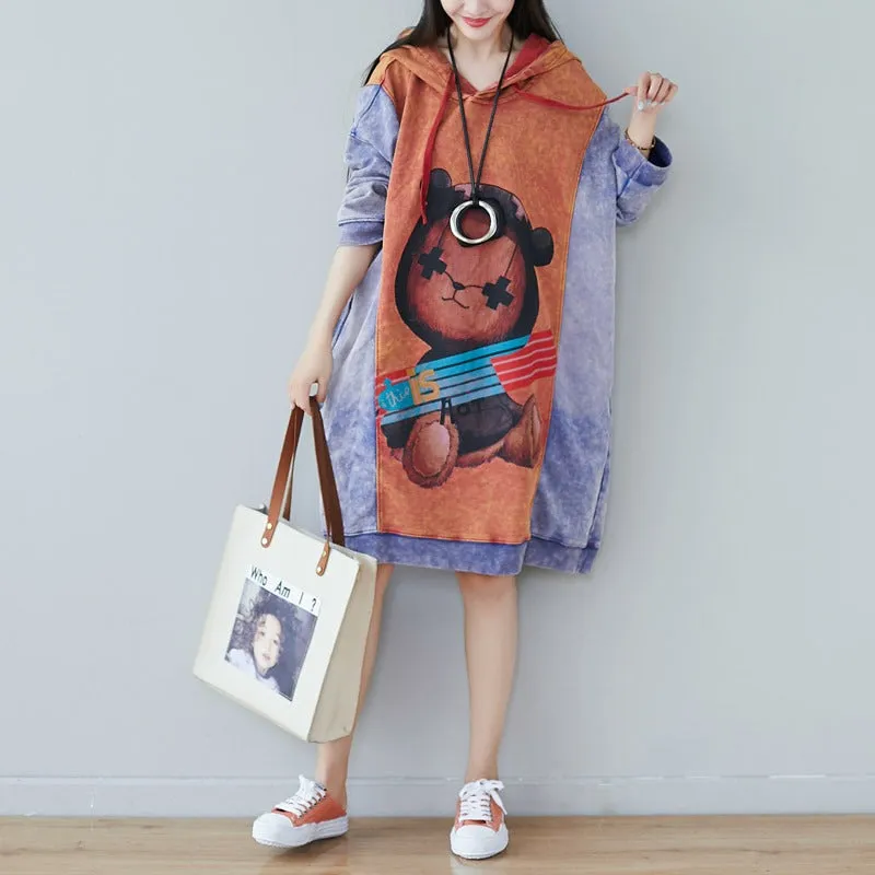 Cartoon Teddy Hooded Dress