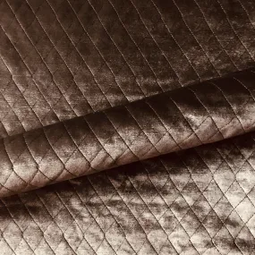 Chocolate Diamond Quilted Velvet Upholstery Fabric 54"