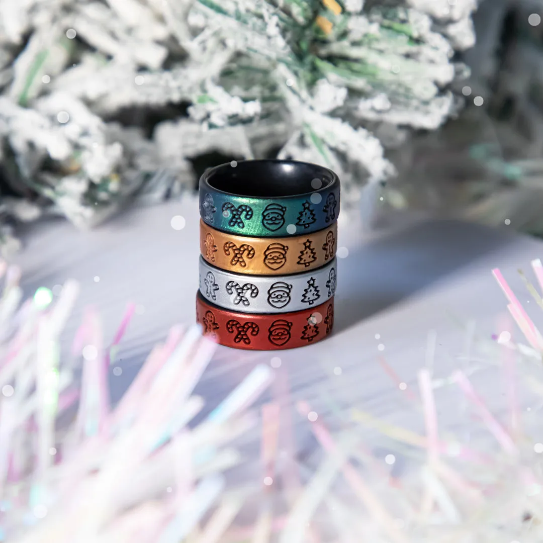 Christmas Icons Silicone Ring - Engraved Dual Layer