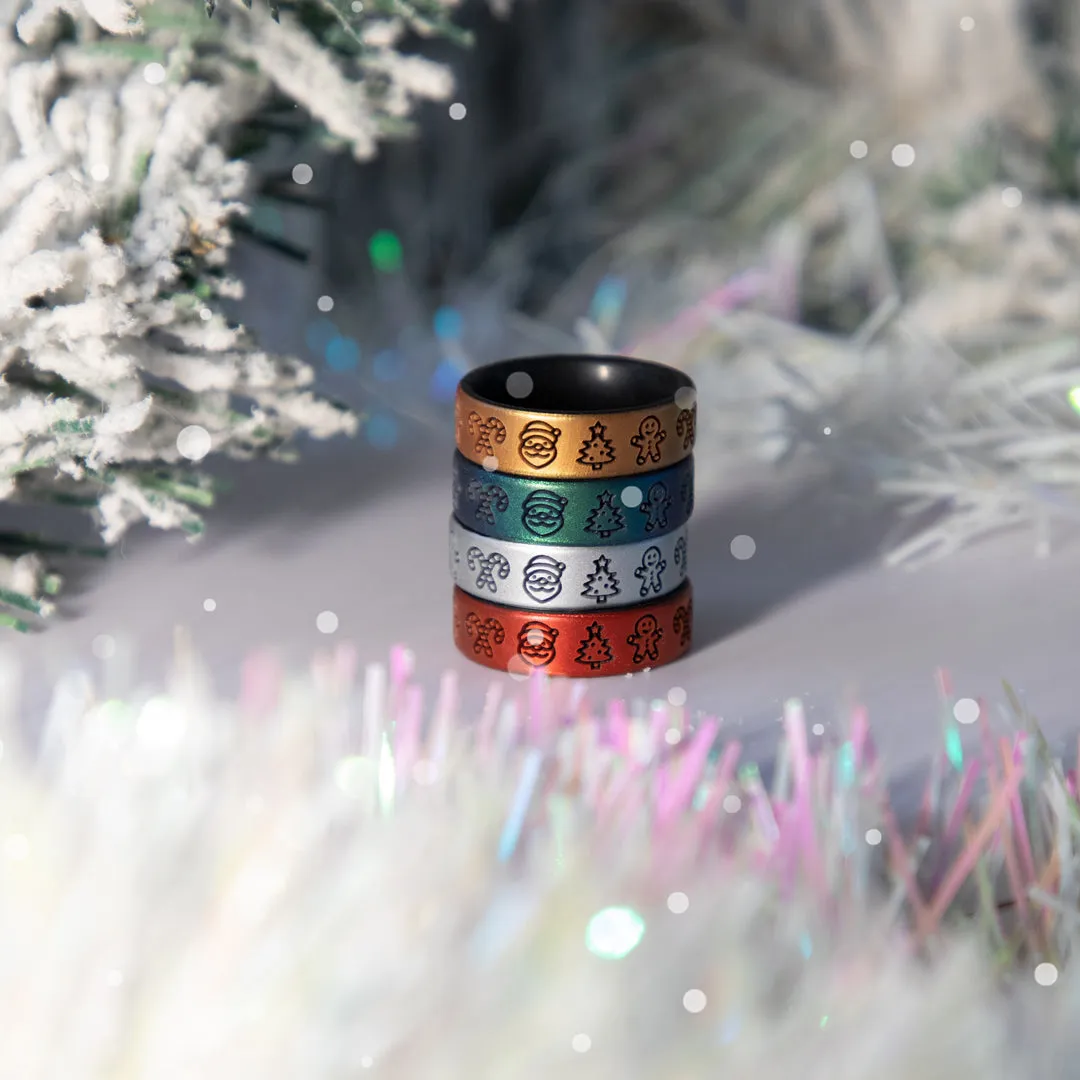 Christmas Icons Silicone Ring - Engraved Dual Layer