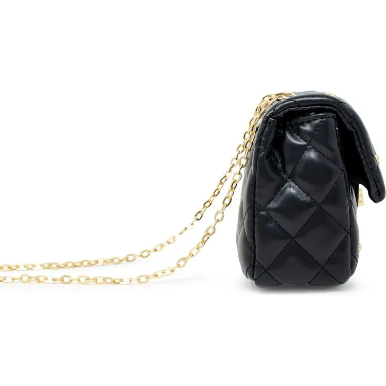 Classic Quilted Stud Mini Bag - Black