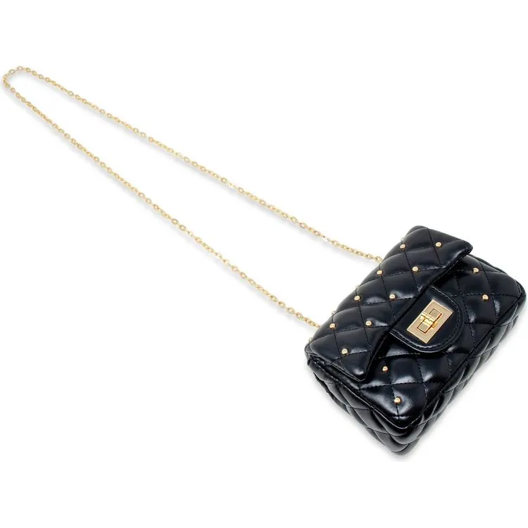 Classic Quilted Stud Mini Bag - Black