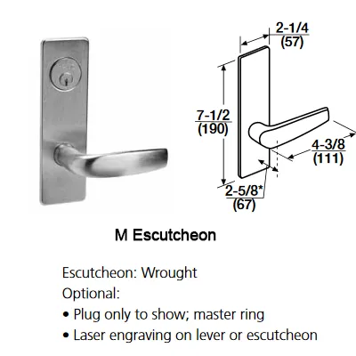 Corbin Russwin ML2010-CSM Passage or Closet Mortise Lock, Citation Lever, M Escutcheon