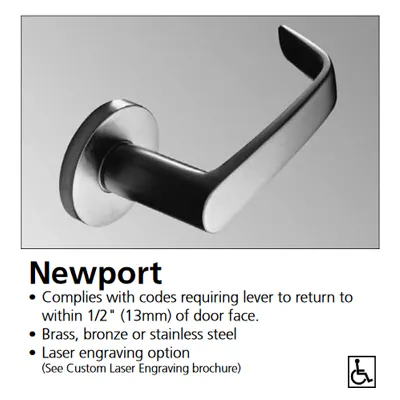 Corbin Russwin ML2055-NSA Classroom Mortise Lock, Newport Lever, A Rose